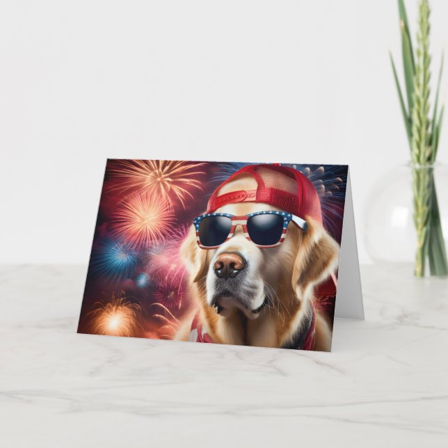 4th Of July Golden Retriever Card (Front)