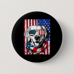 4th Of July Golden Retriever Dog American Flag Usa 6 Cm Round Badge