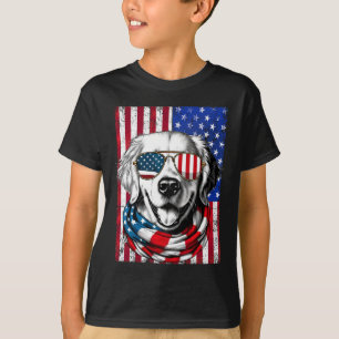 4th Of July Golden Retriever Dog American Flag Usa T-Shirt