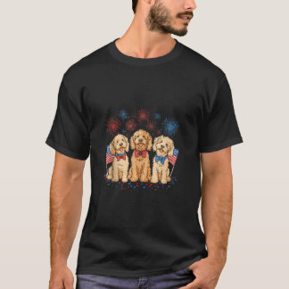 4th Of July Goldendoodle Cute Dogs American Flag F T-Shirt