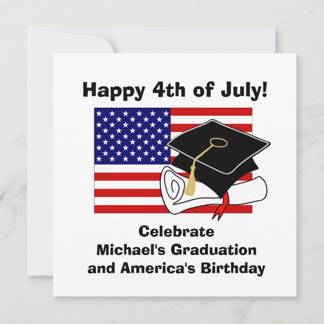 4th Of July Graduation Party Invitation Cap (Front)