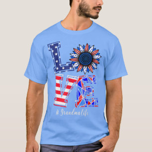 4th Of July Grandma Life Love Sunflower American F T-Shirt