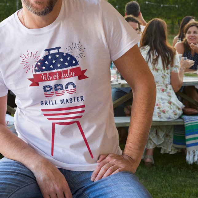 4th of July Grill Master bbq barbecue red and blue T-Shirt (Creator Uploaded)