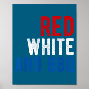 4th of july grilling cookout red white and bbq poster