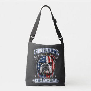 4th Of July Grumpy Patriotic Bulldog Crossbody Bag