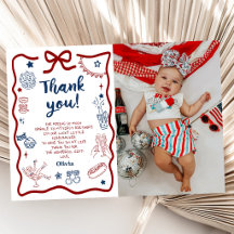 4th of July Hand Drawn Birthday Thank You Card