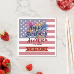 4th of July Happy Birthday America USA 250th Paper Napkin