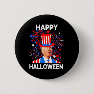 4th Of July Happy Halloween Funny Biden Confused 6 Cm Round Badge