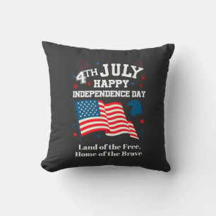 4th of July Happy Independence Day, Land of fire Cushion