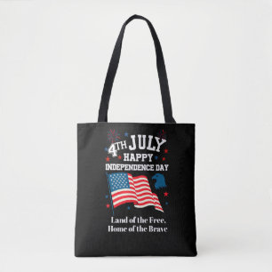4th of July Happy Independence Day, Land of fire Tote Bag