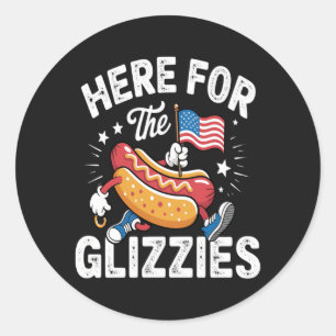 4th Of July Here For Glizzies Hotdog Patriot Classic Round Sticker