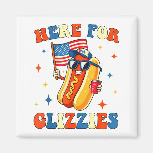4th Of July Here For Glizzies Hotdog Patriot Men W Magnet