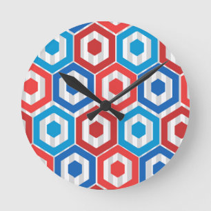 4th of July Hexagon Round Clock