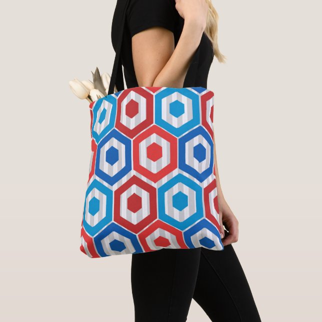 4th of July Hexagons  Tote Bag (Close Up)