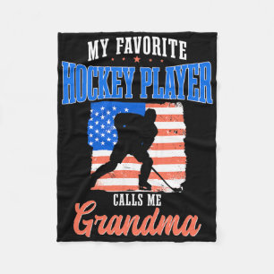 4th Of July Hockey Grandma American Flag Grandpare Fleece Blanket