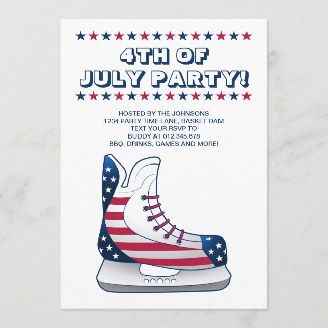 4th of July Hockey Skate Invitation (Front)