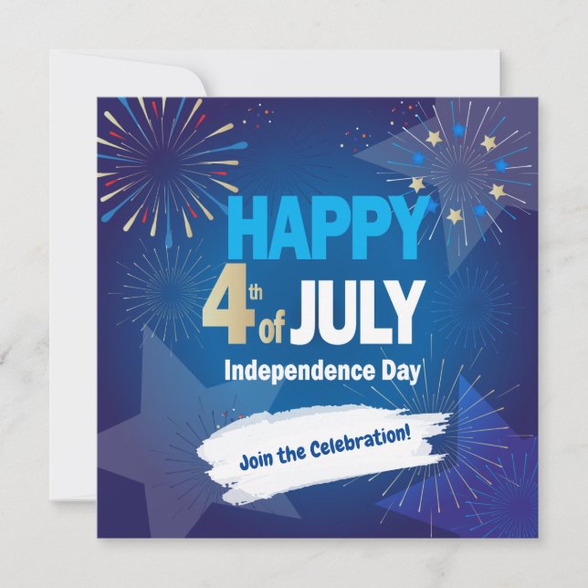 4th of July Holiday Independence Day Personalise Invitation (Front)