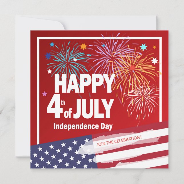 4th of July Holiday Independence Day Personalise Invitation (Front)