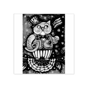 4TH OF JULY HOOT OWL, BIRD RUBBER STAMP