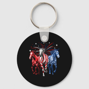 4th Of July Horse Lovers Red White And Blue Americ Key Ring