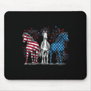4th Of July Horse Lovers Red White And Blue Americ Mouse Pad