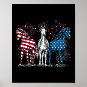 4th Of July Horse Lovers Red White And Blue Americ Poster