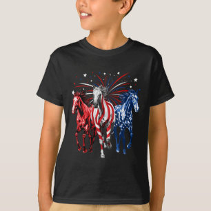4th Of July Horse Lovers Red White And Blue Americ T-Shirt