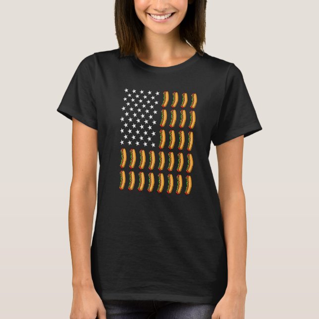 4th Of July Hot Dog American Flag Grilling Party   T-Shirt (Front)