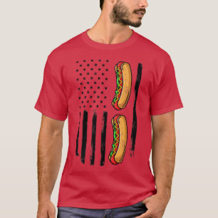 4th of July Hot Dog American Vintage Flag Grilling T-Shirt