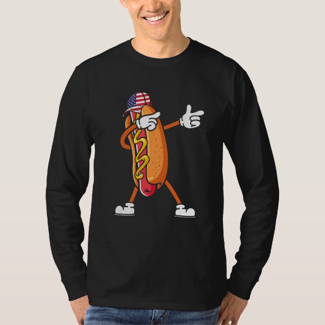 4th of July Hot Dog Dabbing Hot Dog Wiener Dab T-Shirt (Front)