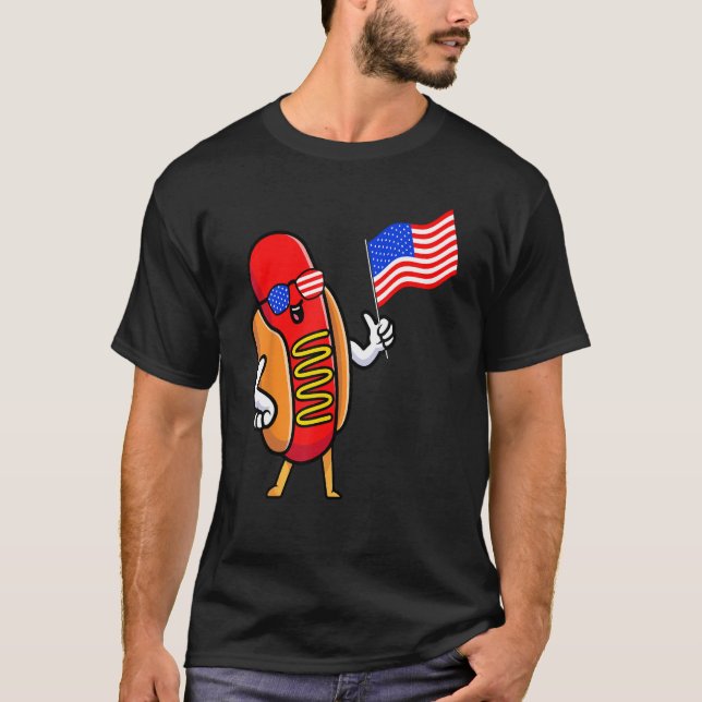 4th of July Hot Dog Hotdog 4th of July  Boys Men W T-Shirt (Front)