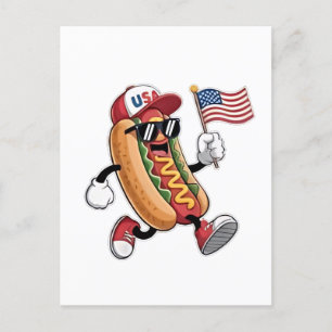 4th of July Hotdog American Independence 1776  Announcement Postcard