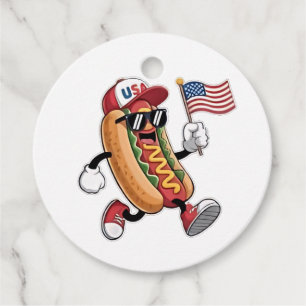 4th of July Hotdog American Independence 1776 Favour Tags