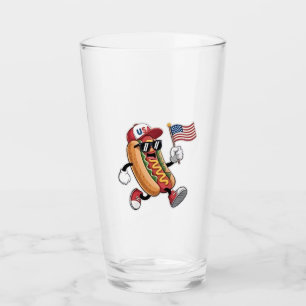 4th of July Hotdog American Independence 1776 Glass