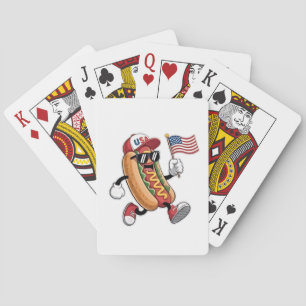 4th of July Hotdog American Independence 1776  Playing Cards