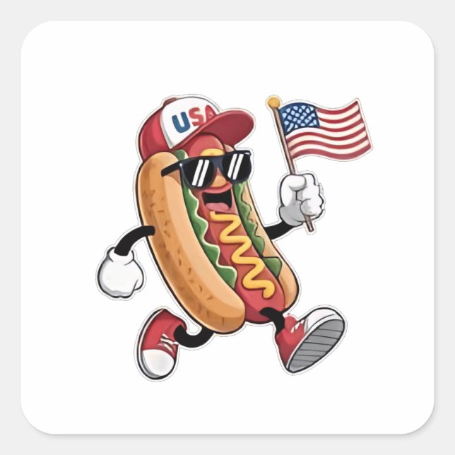 4th of July Hotdog American Independence 1776  Square Sticker (Front)