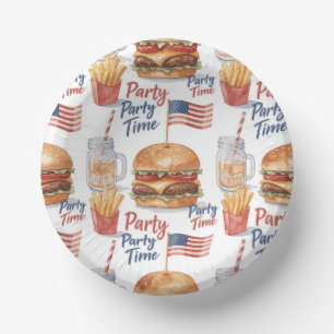 4th of July Hotdog BBQ Party Paper Plates