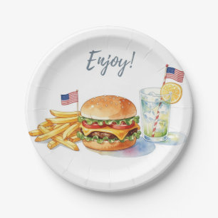 4th of July Hotdog BBQ Party Paper Plates