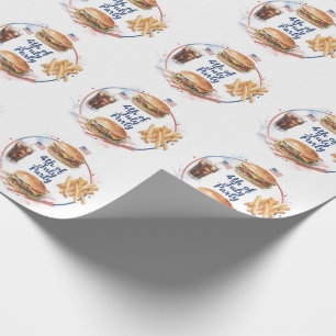 4th of July Hotdog BBQ Party Wrapping Paper