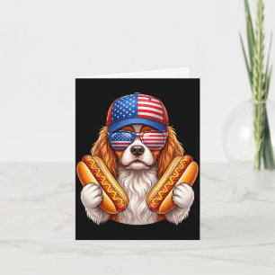 4th of july hotdog cavalier king charles spaniel card