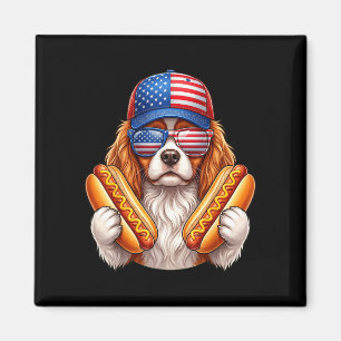 4th of july hotdog cavalier king charles spaniel magnet