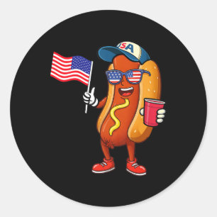 4th Of July Hotdog Funny Fourth Of July Patriotic Classic Round Sticker