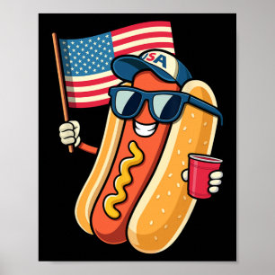 4th Of July Hotdog Funny Fourth Of July Patriotic  Poster