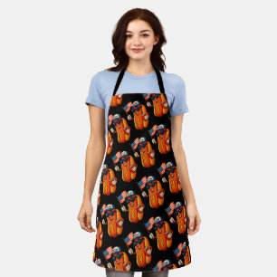 4th of July Hotdog Funny Patriotic USA Flag Apron