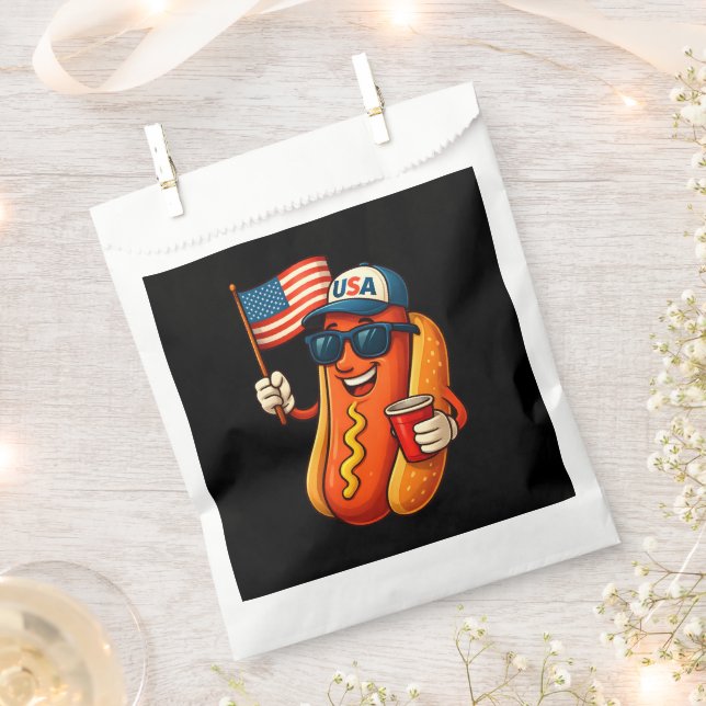 4th of July Hotdog Funny Patriotic USA Flag Favour Bags (Clipped)