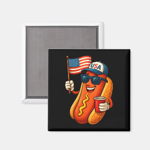 4th of July Hotdog Funny Patriotic USA Flag Magnet
