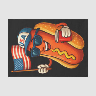 4th of July Hotdog Funny Patriotic USA Flag Tissue Paper