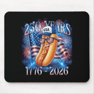 4th of July Hotdog Graphic 250th Anniversary USA Mouse Pad