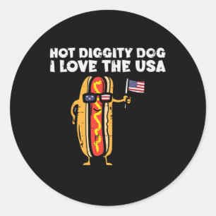 4th Of July Hotdog Hot Diggity Dog Patriotic Women Classic Round Sticker