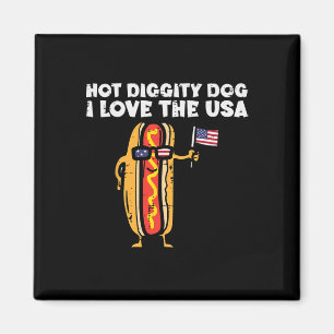 4th Of July Hotdog Hot Diggity Dog Patriotic Women Magnet